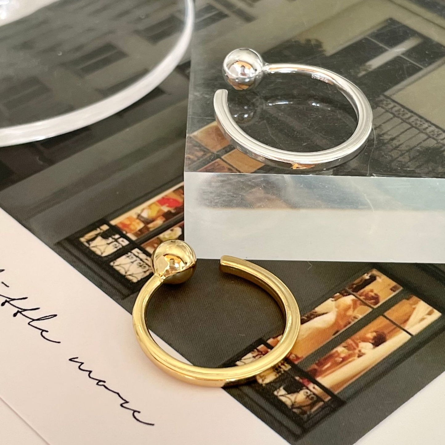 Anillo de plata de ley 925 con forma de onda minimalista para mujer, con diseño de línea geométrica