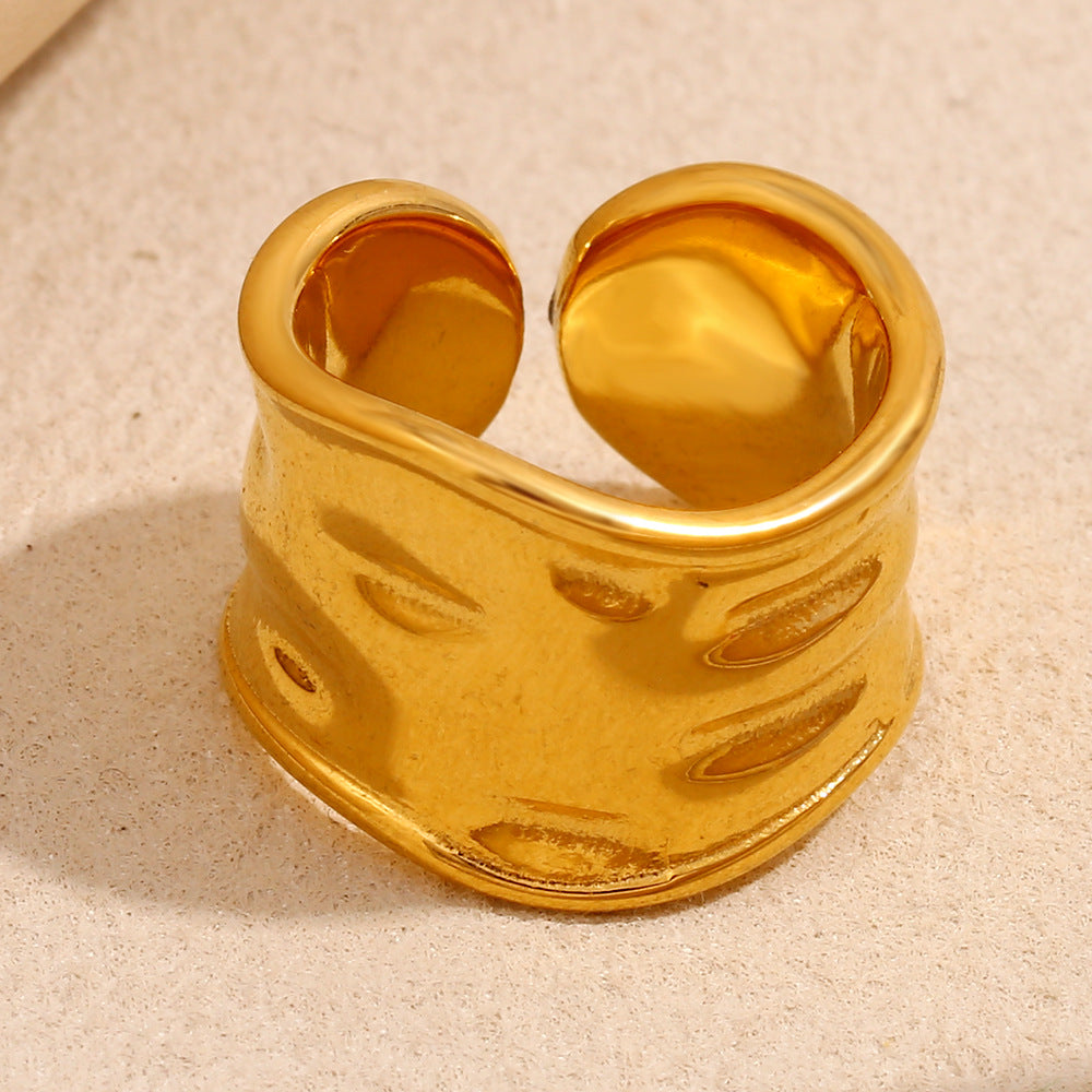 Anello da donna in acciaio inossidabile geometrico minimalista placcato in oro 18 carati