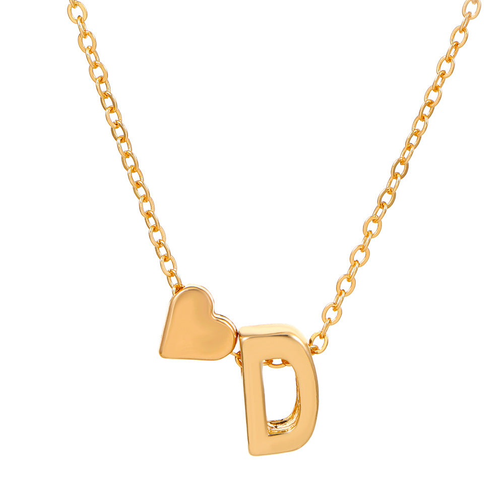 Sweet Heart Letter Alloy Plated Necklace Singapore Chain for Women