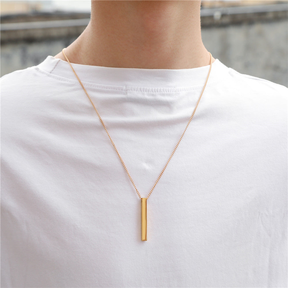 Minimalist Hip-hop Geometric Titanium Steel Plated Alloy Pendant Box Chain Necklace