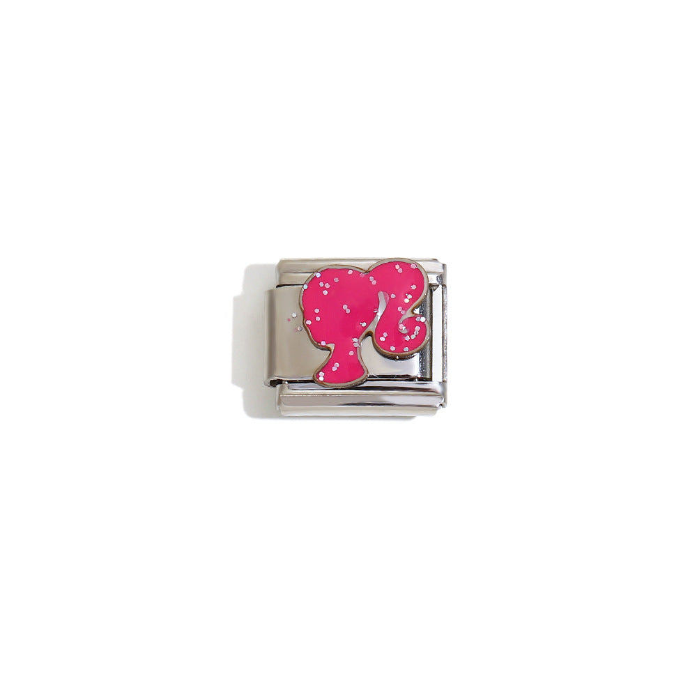 Elegant 18K Gold Plated Drip Oil Square Stainless Steel Charm Bar for Women