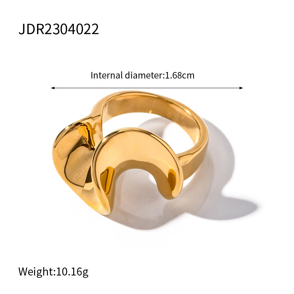 18K Gold Plated Geometric Stainless Steel Ring for Women