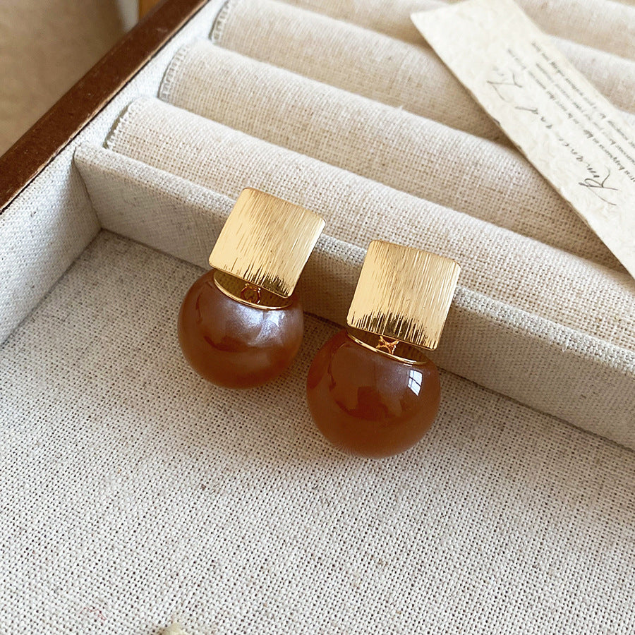 Orecchini a perno tondi in resina minimalista con perni in argento 925 da donna — Gioielli per l'orecchio geometrici, alla moda, da ufficio, versatili per tutti i giorni, leggeri e di lusso