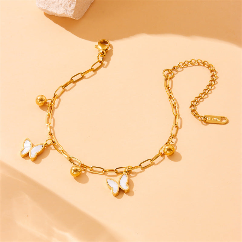 Fashion Luxury Stainless Steel Butterfly Pendant Bracelet for Women