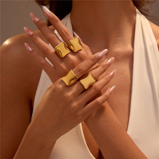Minimalist Geometric Stainless Steel Ring for Women with Polished Finish and Clean Line Design