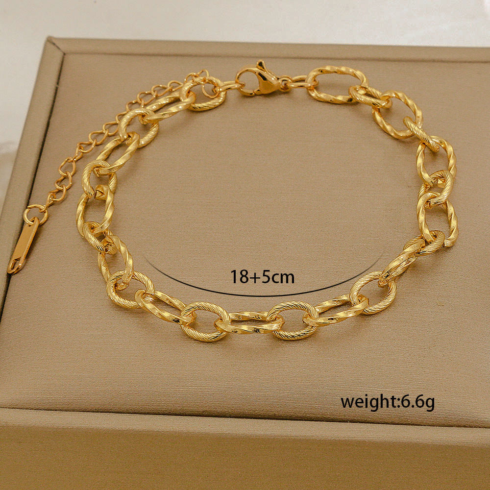 Set di bracciali multistrato minimalisti in acciaio inossidabile con placcatura sottovuoto, da indossare tutti i giorni