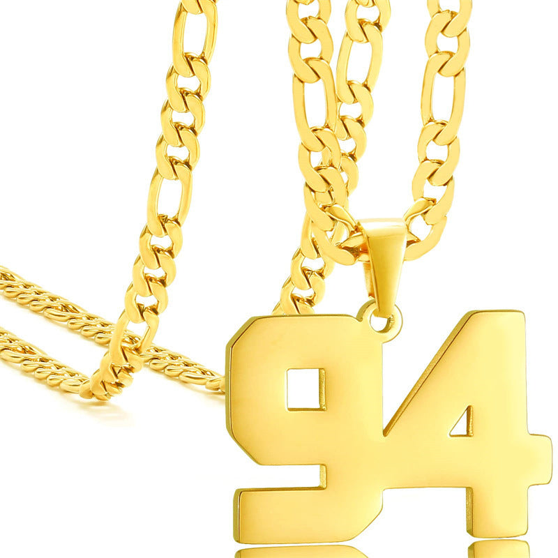 Minimalist Numeric Pendant Necklace for Men and Women Stainless Steel Chain with Polished Titanium Steel Charm