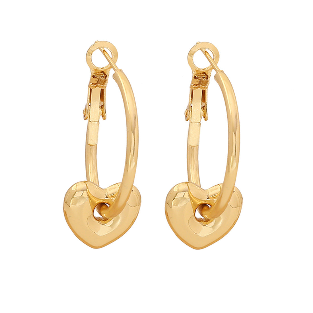 Orecchini da donna minimalisti con cuore e motivo floreale in acciaio inossidabile con finitura galvanica