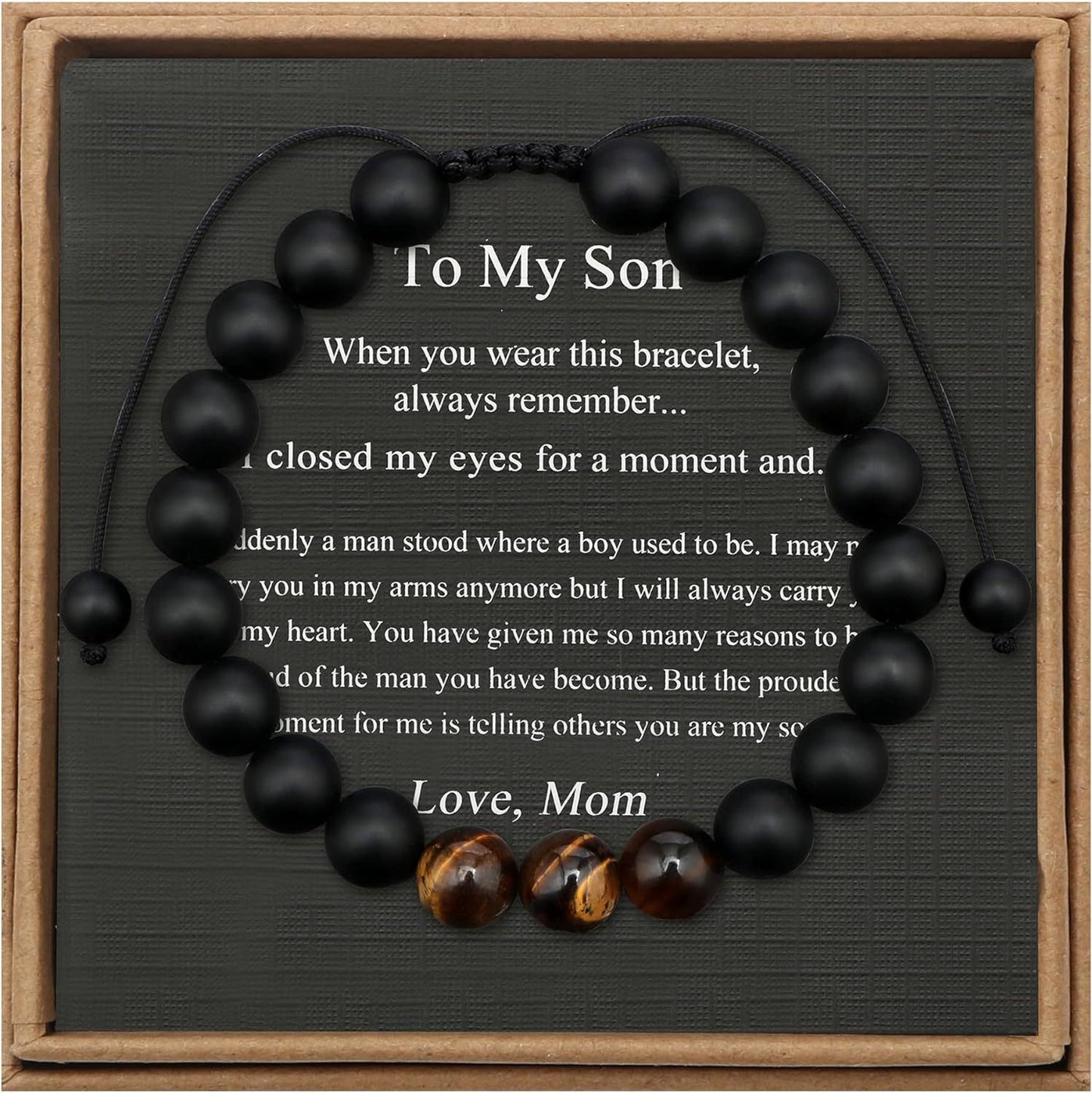 Men's Geometric Tiger's Eye Beaded Bracelet Adjustable Double Layer Handmade Gift
