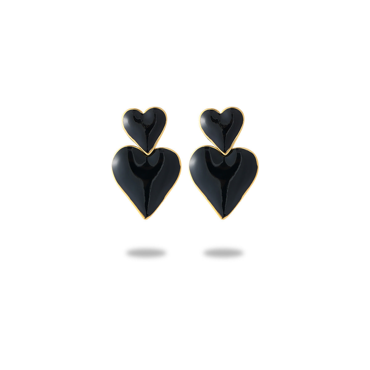 Orecchini da donna alla moda a forma di cuore, in acciaio inossidabile smaltato e placcatura sottovuoto in oro 18 carati