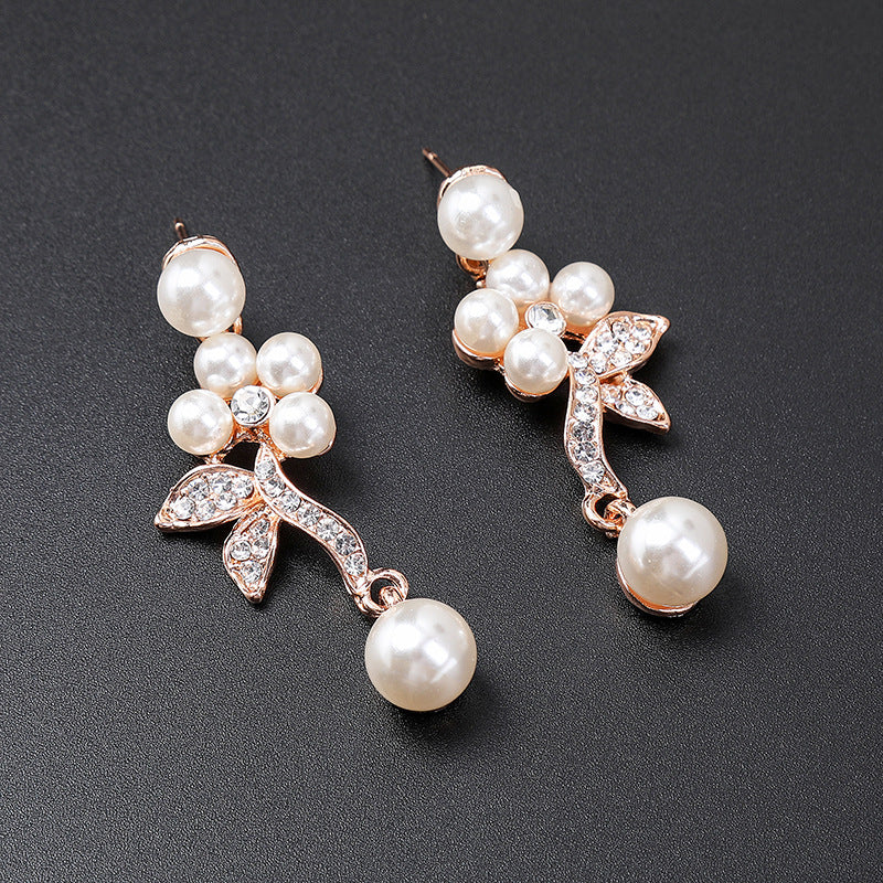 Vintage Floral Branch-Shaped Alloy Necklace Set with Electroplated Finish for Women, O-Chain Collar Necklace and Matching Earrings