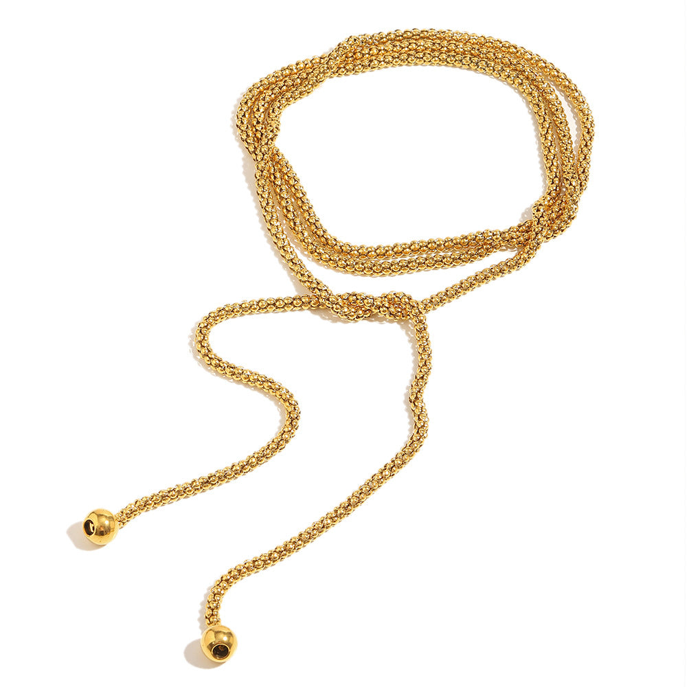 Collana da donna a più strati con perle quadrate, in acciaio inossidabile placcato oro 18 carati, stile geometrico minimalista