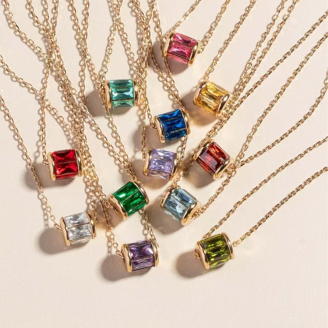 Minimalist Geometric Copper Plated Gold Diamonite Pendant Necklace with O-Chain for Women