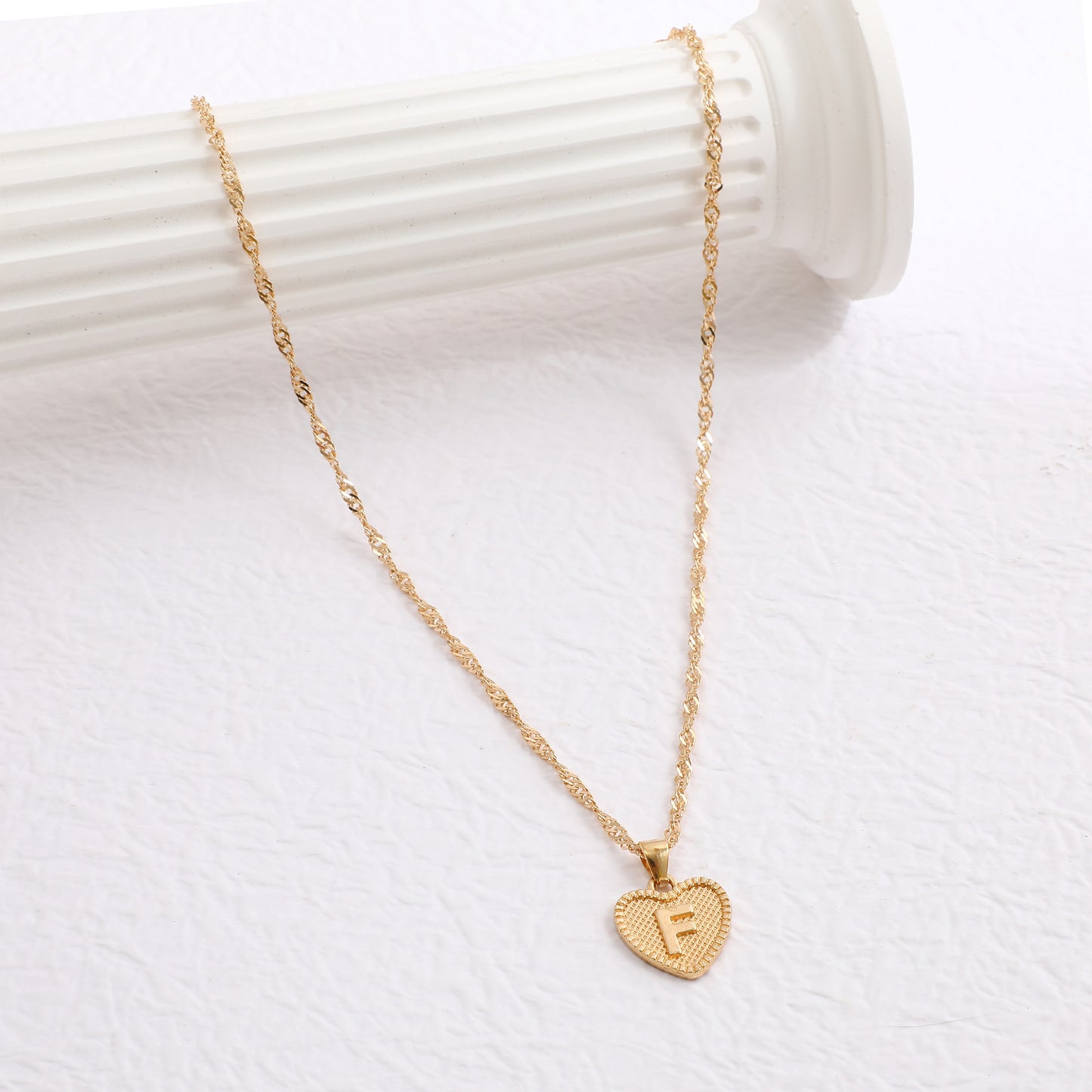 Minimalist Heart Letter Zinc Alloy Plated Necklace Singapore Chain Women