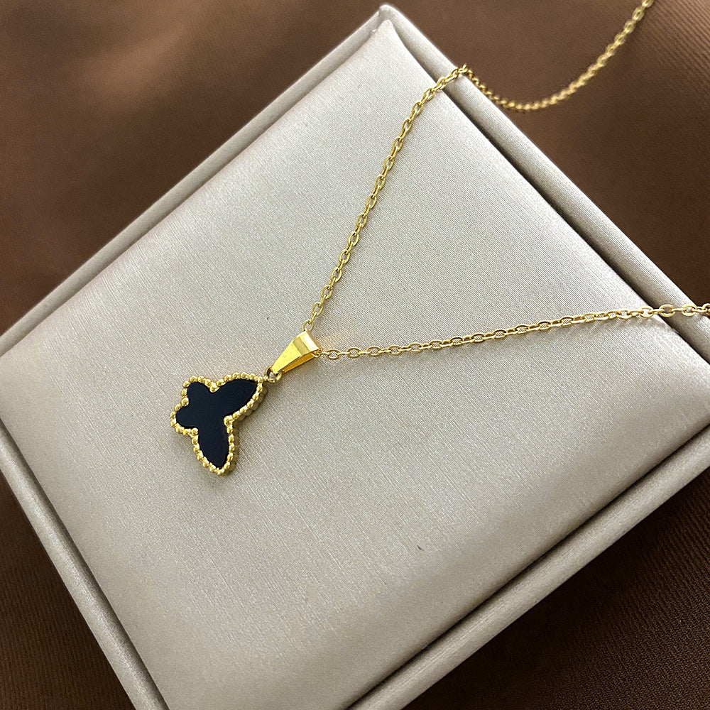 Minimalist Animal-Shaped Titanium Steel Clavicle Necklace for Women with Electroplated Finish and Irregular Design