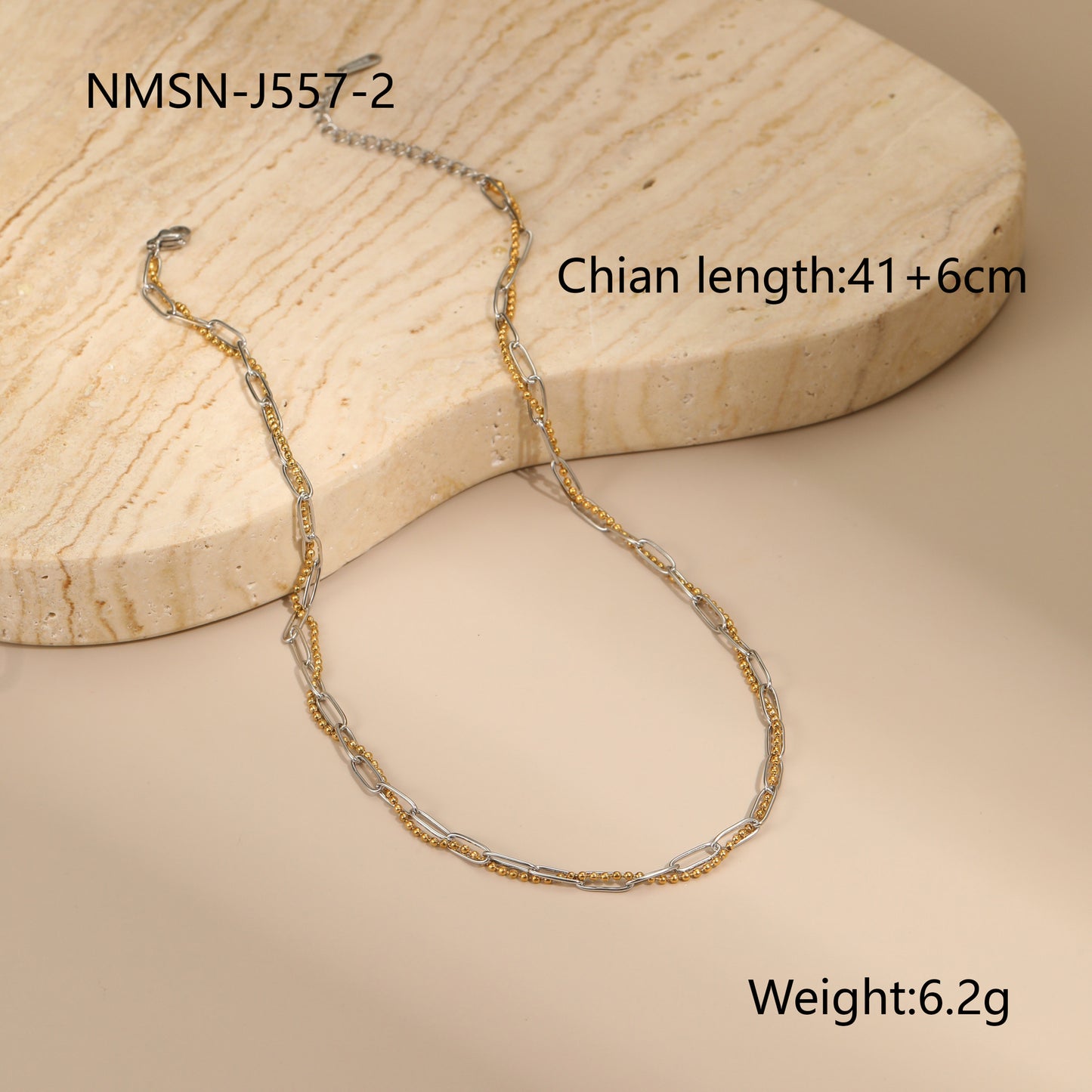 Fashion Geometric Stainless Steel Necklace with 18K Gold Plated Finish and Chain Design for Women