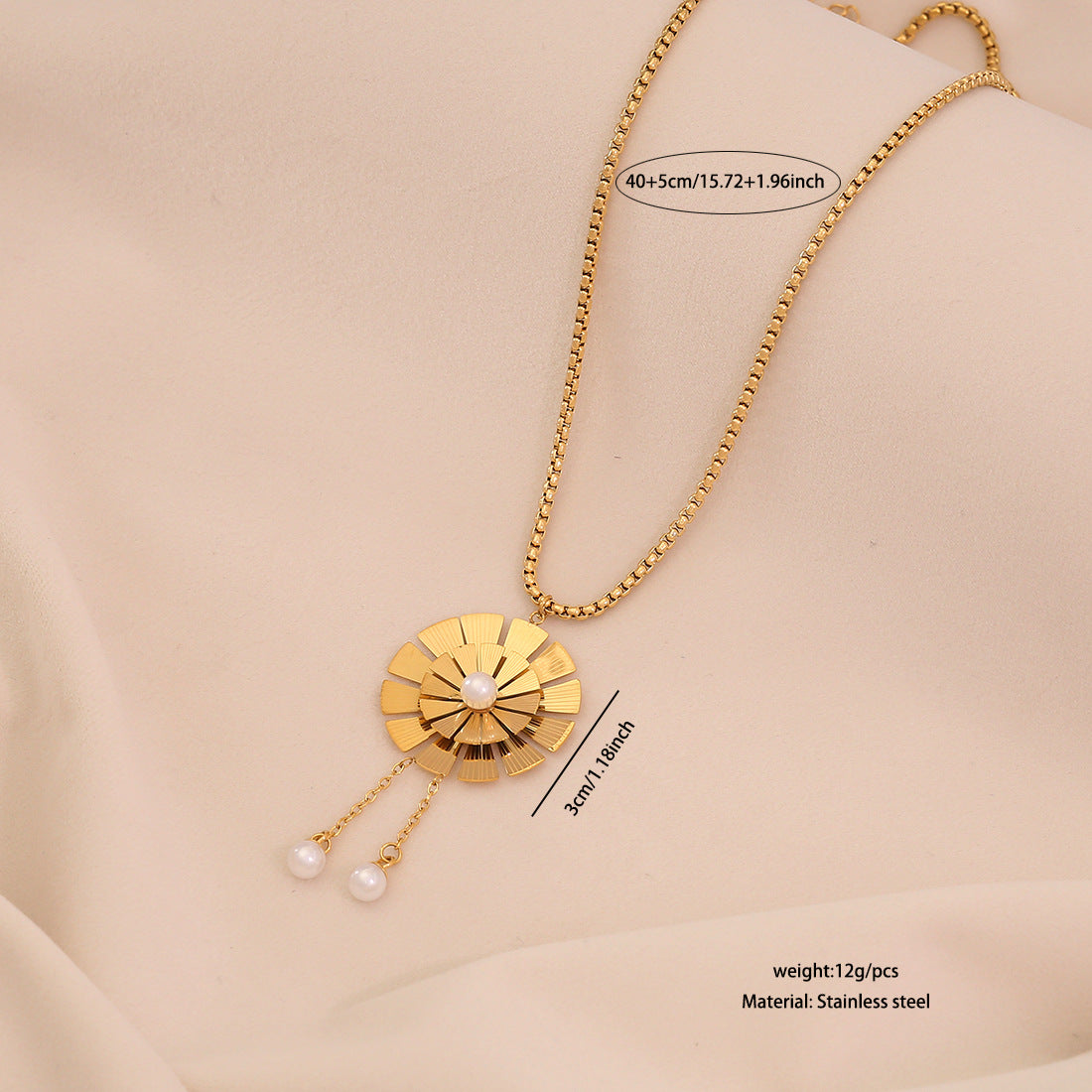 Fashionable Floral Stainless Steel Pendant Necklace with Plated Finish for Women O-Chain Collarbone Jewelry