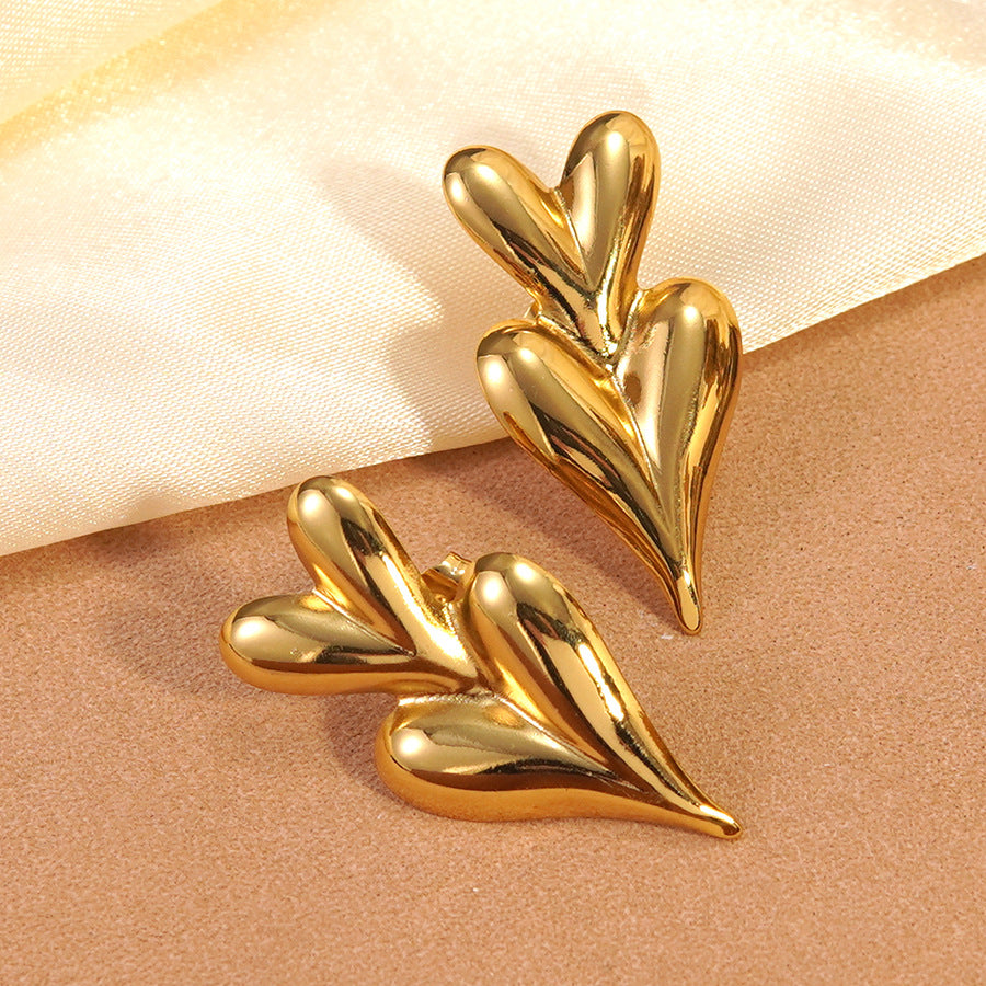 Luxury Geometric Heart Stainless Steel Earrings for Women