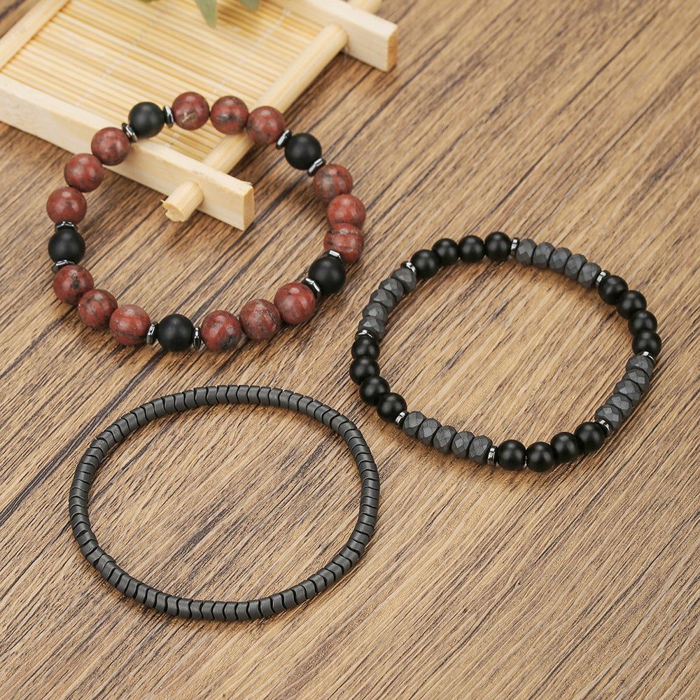 Fashion Handmade Round Hematite Beaded Bracelet with Crystal Accents for Men and Women