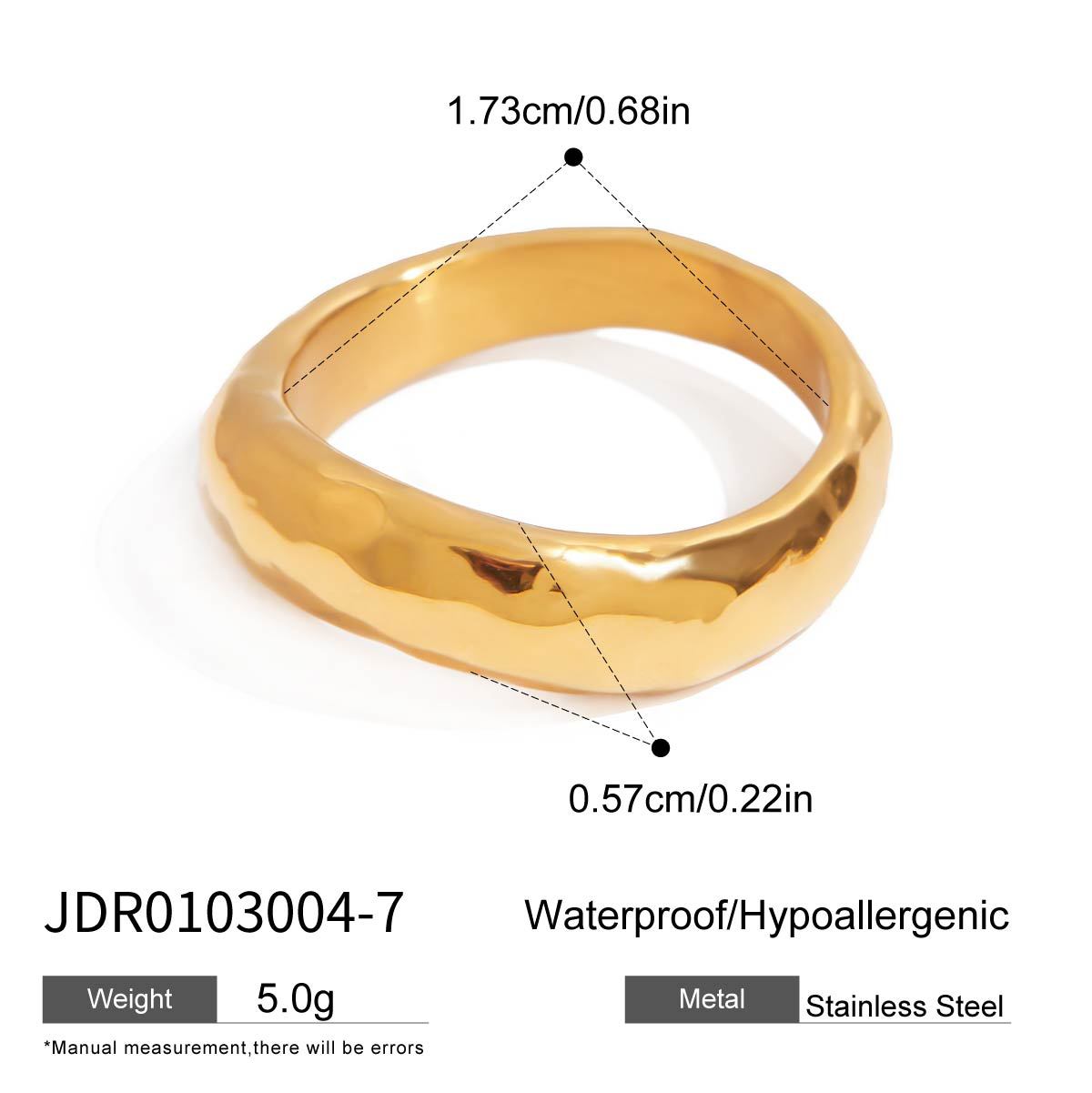 Luxury Elegant Geometric Apple Cubic Zirconia Plated Stainless Steel Ring for Women