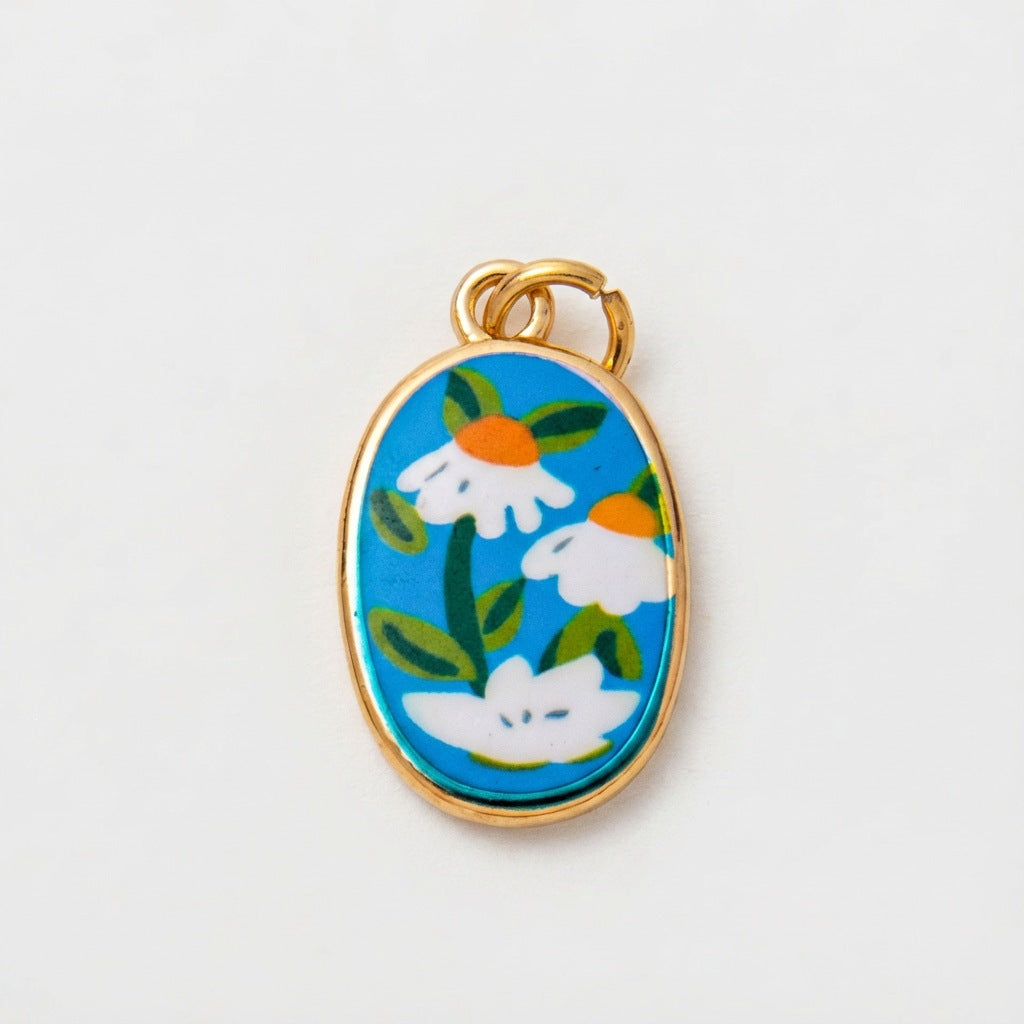 Vintage Plated Drip Oil Brass Fruit Cartoon Charm Bar
