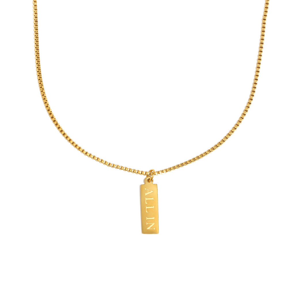 Minimalist Letter Pendant Necklace in Stainless Steel with 18K Gold Plating for Women
