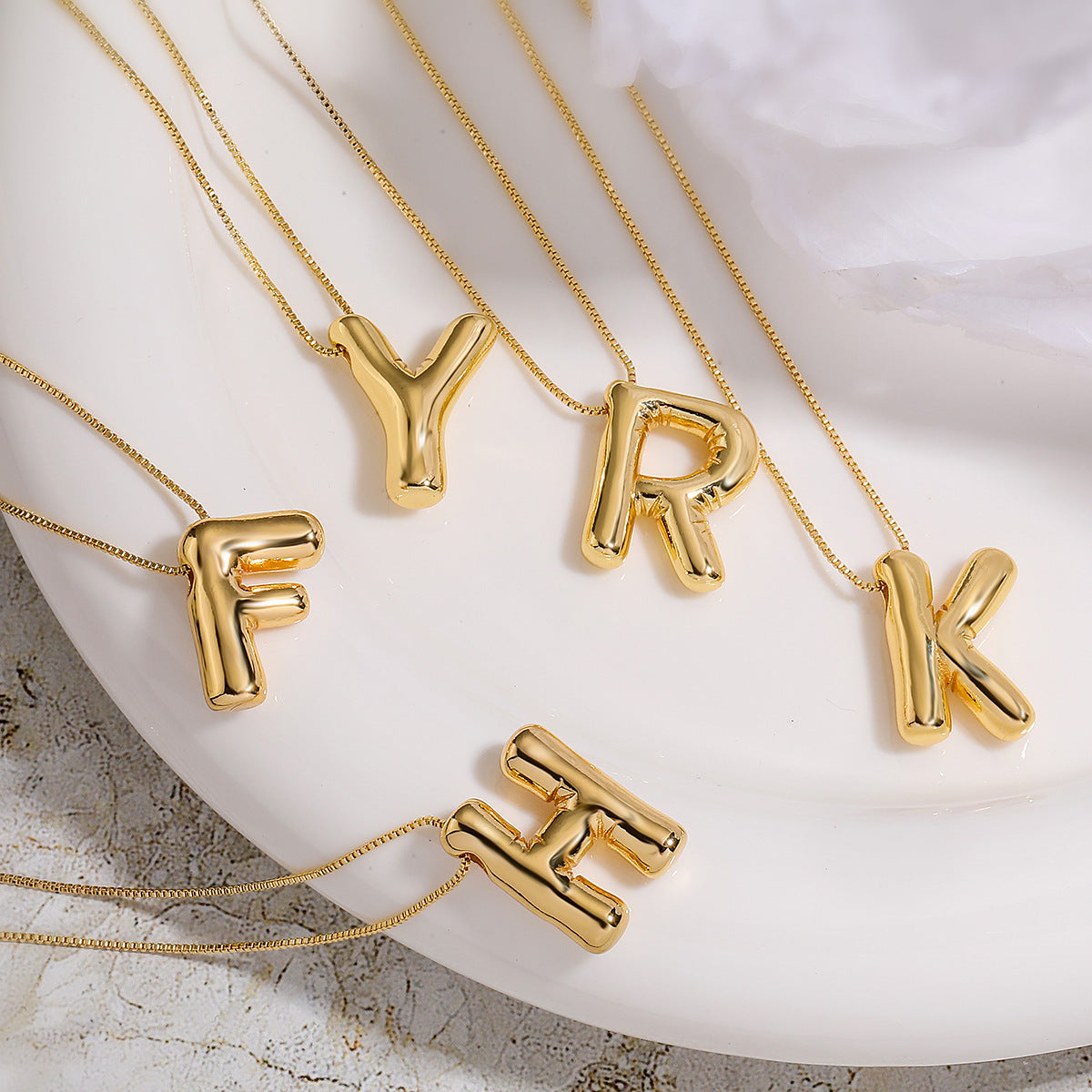 Minimalist Irregular Geometric Letter Balloon Pendant Necklace for Women