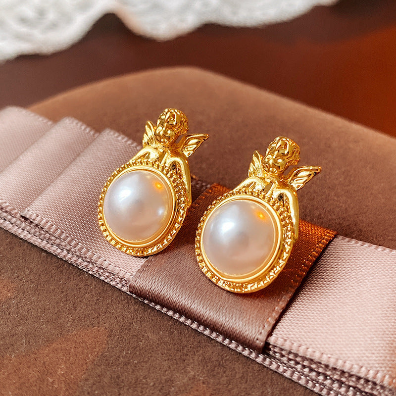 Vintage Geometric Earrings in Copper with Electroplated Finish for Women, Artistic Retro Ear Jewelry with Minimalist Luxury Appeal