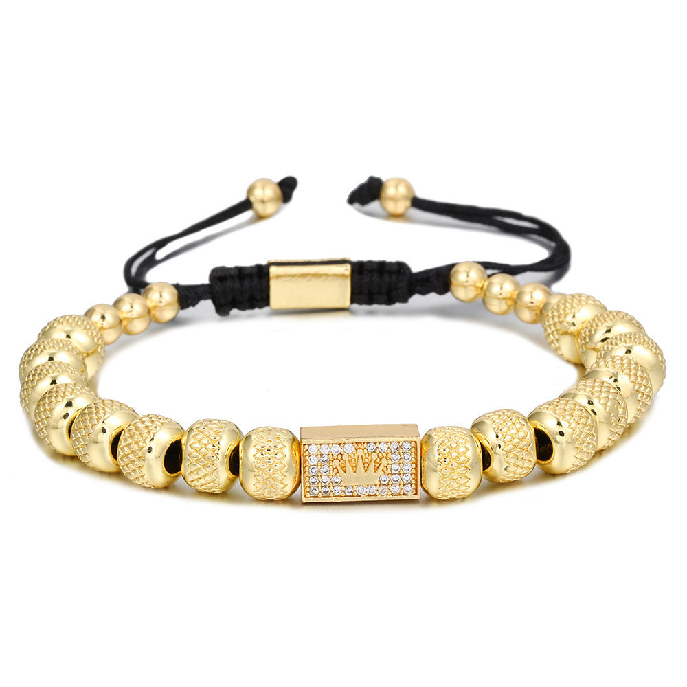 Geometric Cross Brass Bracelet with Cubic Zirconia for Unisex