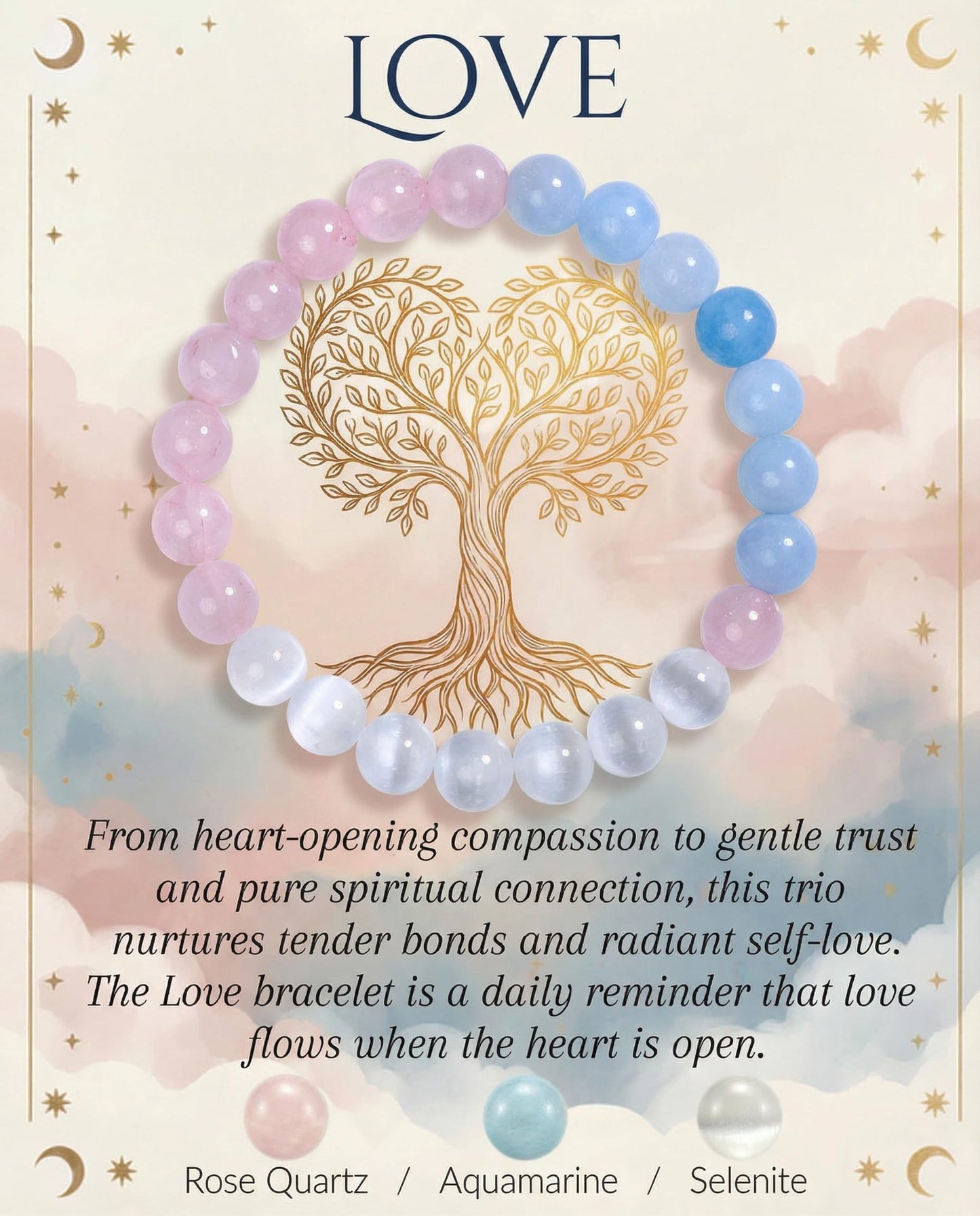 Elegant Round Natural Crystal Beaded Stretch Bracelet Unisex Fashion Jewelry