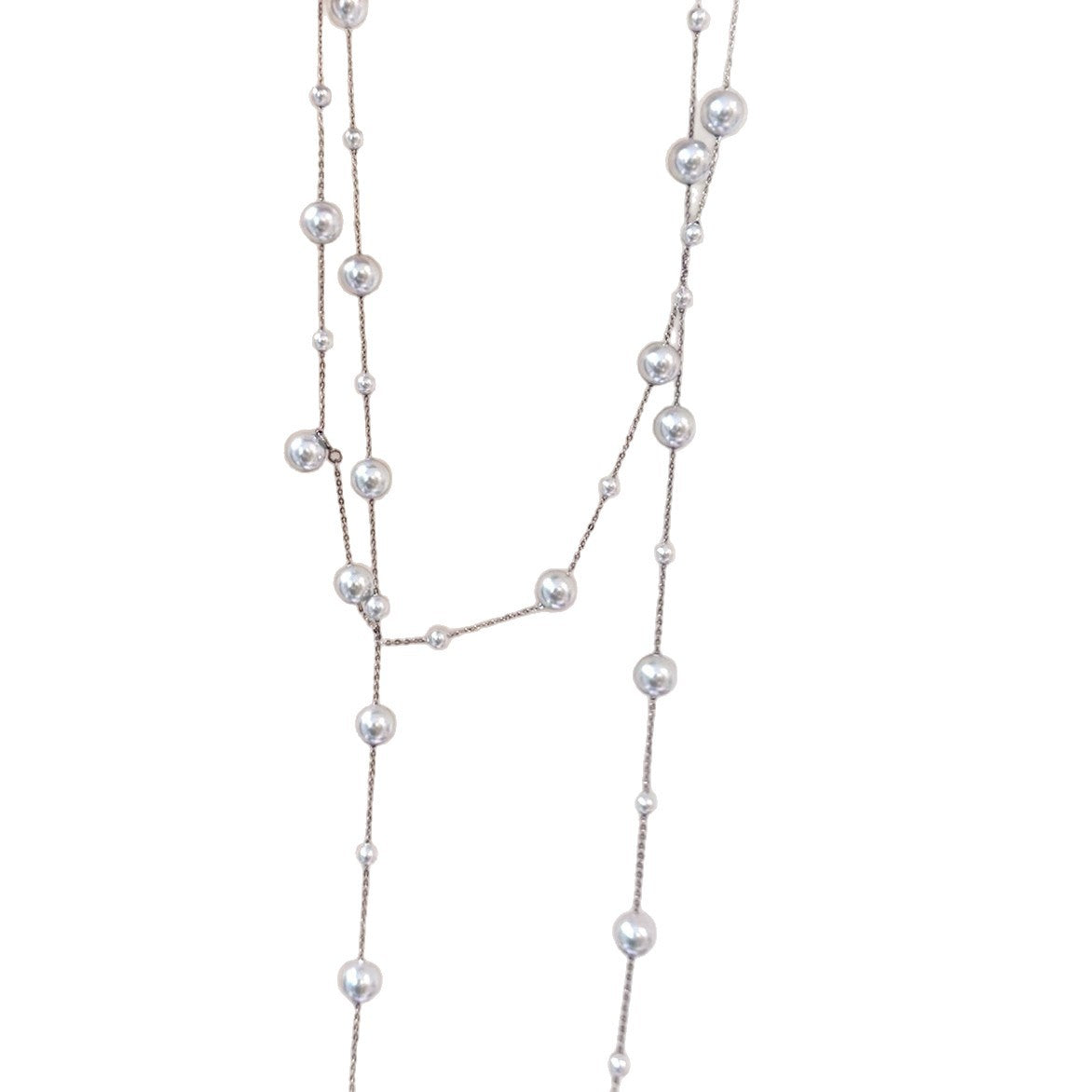 Elegante collar de perlas de cristal geométrico minimalista para mujer con acabado chapado
