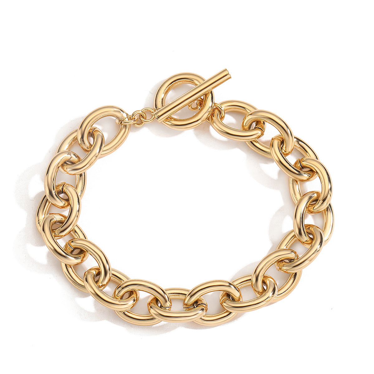 Bracciale da donna in acciaio inossidabile placcato oro 18 carati con micro-pavé geometrico e minimalista alla moda