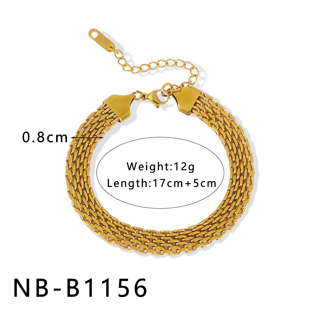 INS Style Geometric and Letter-Shaped Titanium Steel Stainless Steel Bracelet with 18K Gold Plating for Couples