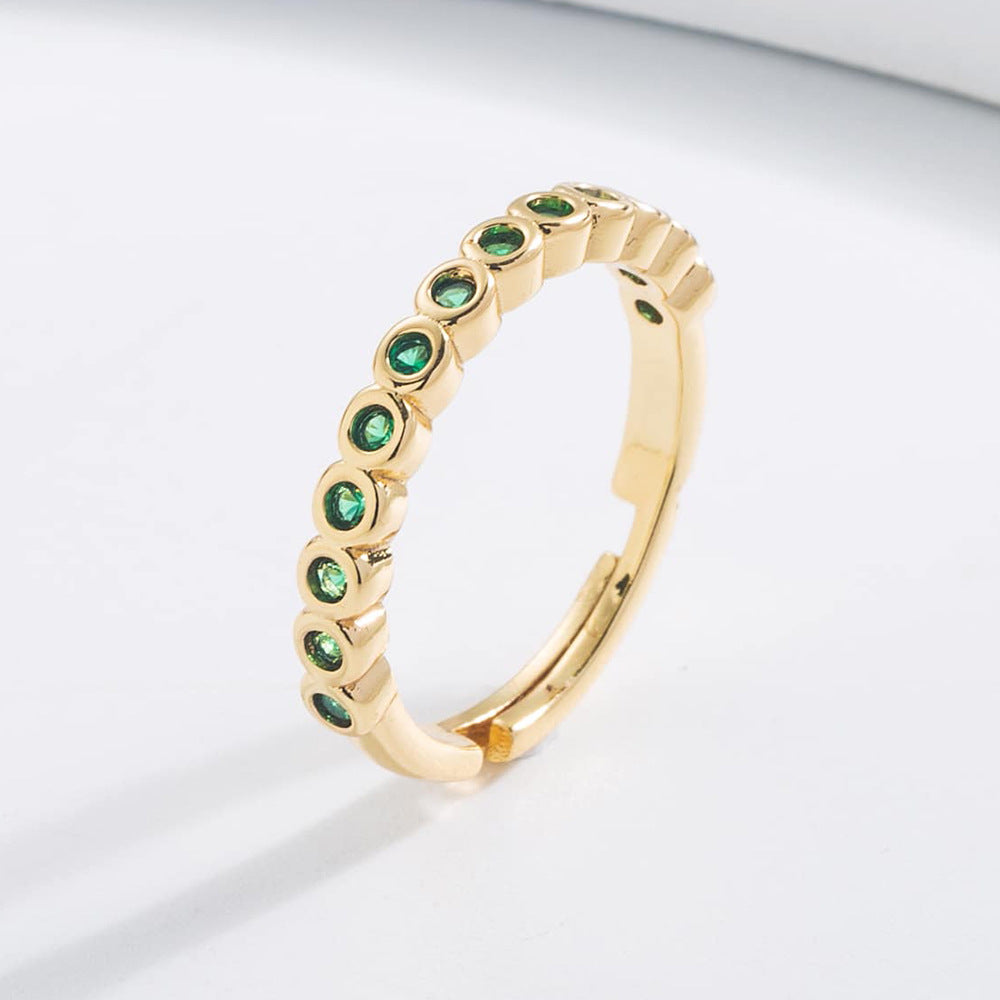 Minimalist Geometric Open Ring for Women Made of Copper with 18K Gold Plating and Micro-Paved Zirconia