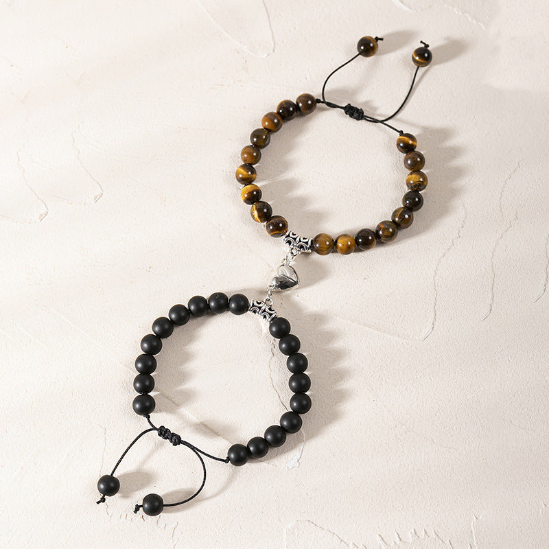 Minimalist Heart Agate Plated Bracelet Set for Unisex