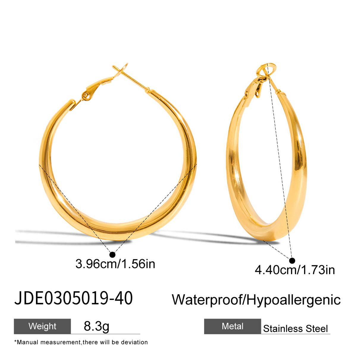 Minimalist Round Geometric Plated Stainless Steel Hoop Earrings for Women