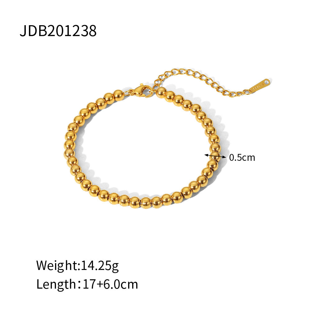 Minimalist Elegant Geometric Titanium Steel Plated Ring and Curb Chain Bracelet Set with Cubic Zirconia and Pearl for Women