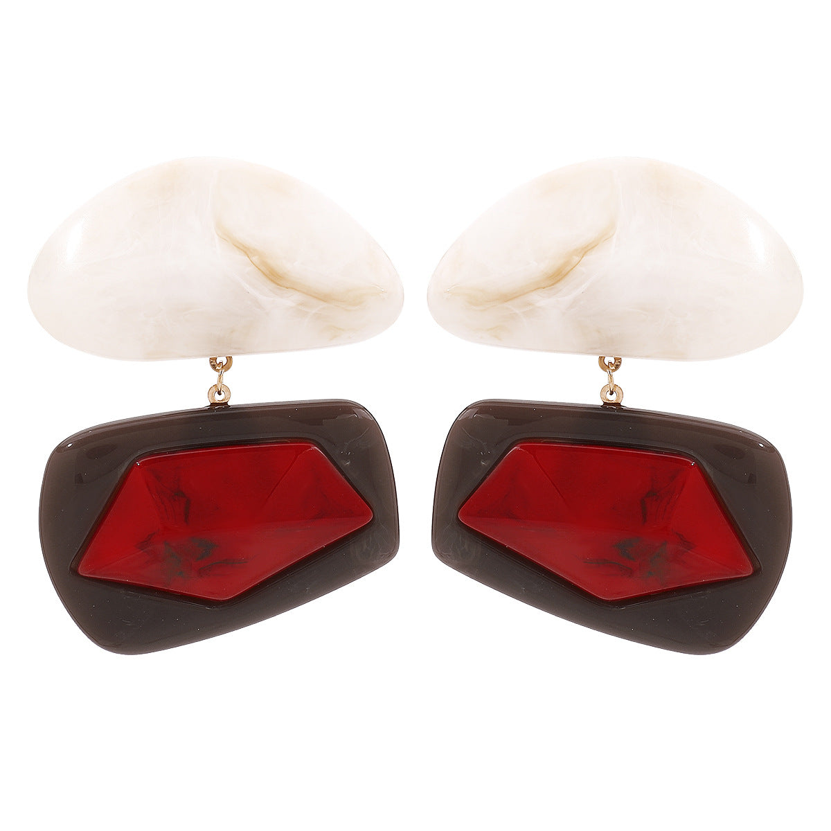 Pendientes colgantes minimalistas geométricos de aleación de acrílico y resina para mujer con postes de acero inoxidable chapado