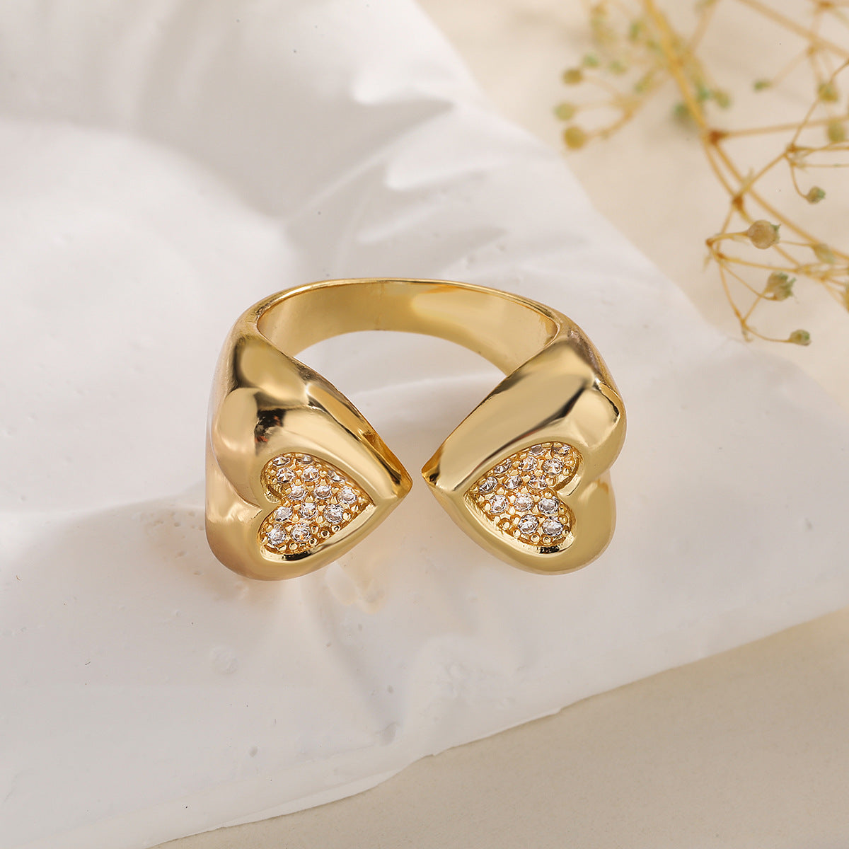 Irregular Geometric Copper Ring with 18K Gold Plating for Women, Fashionable Minimalist Statement Ring