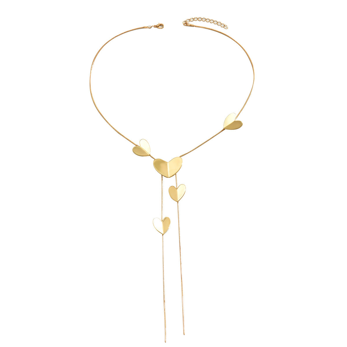 Collar con colgante de corazón geométrico de lujo para mujer, cadena de clavícula chapada en aleación de zinc