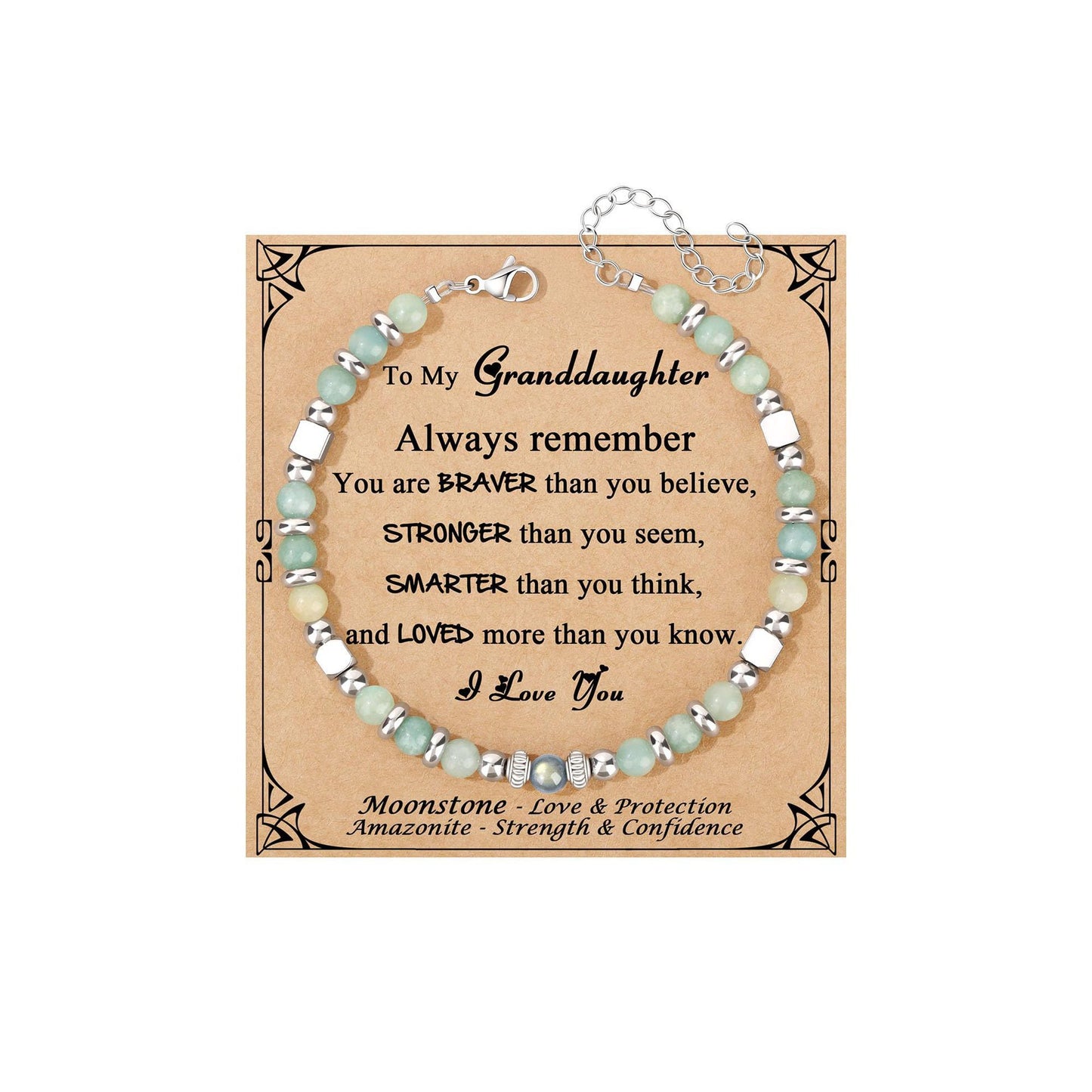 Fashion Stainless Steel Bracelet with 4mm Square Beads, Purple Imperial Stone and Lime Moonstone for Women