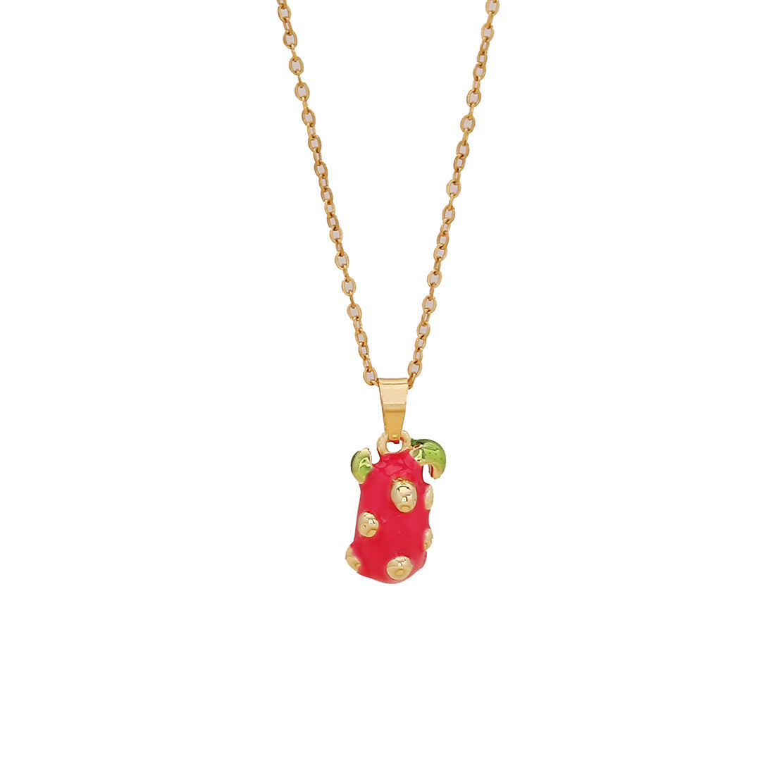 Graziosa collana con ciondolo a fragola e ciliegia in acciaio inossidabile dallo stile fresco e dolce
