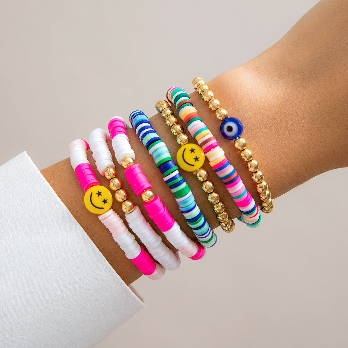 Bohemian Resin Letter Beaded Bracelet for Women