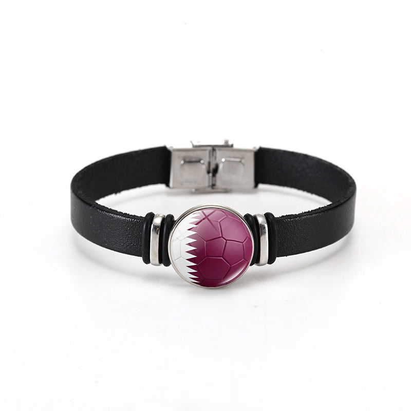 Unisex Geometric Round Leather Bracelet with Snap Button