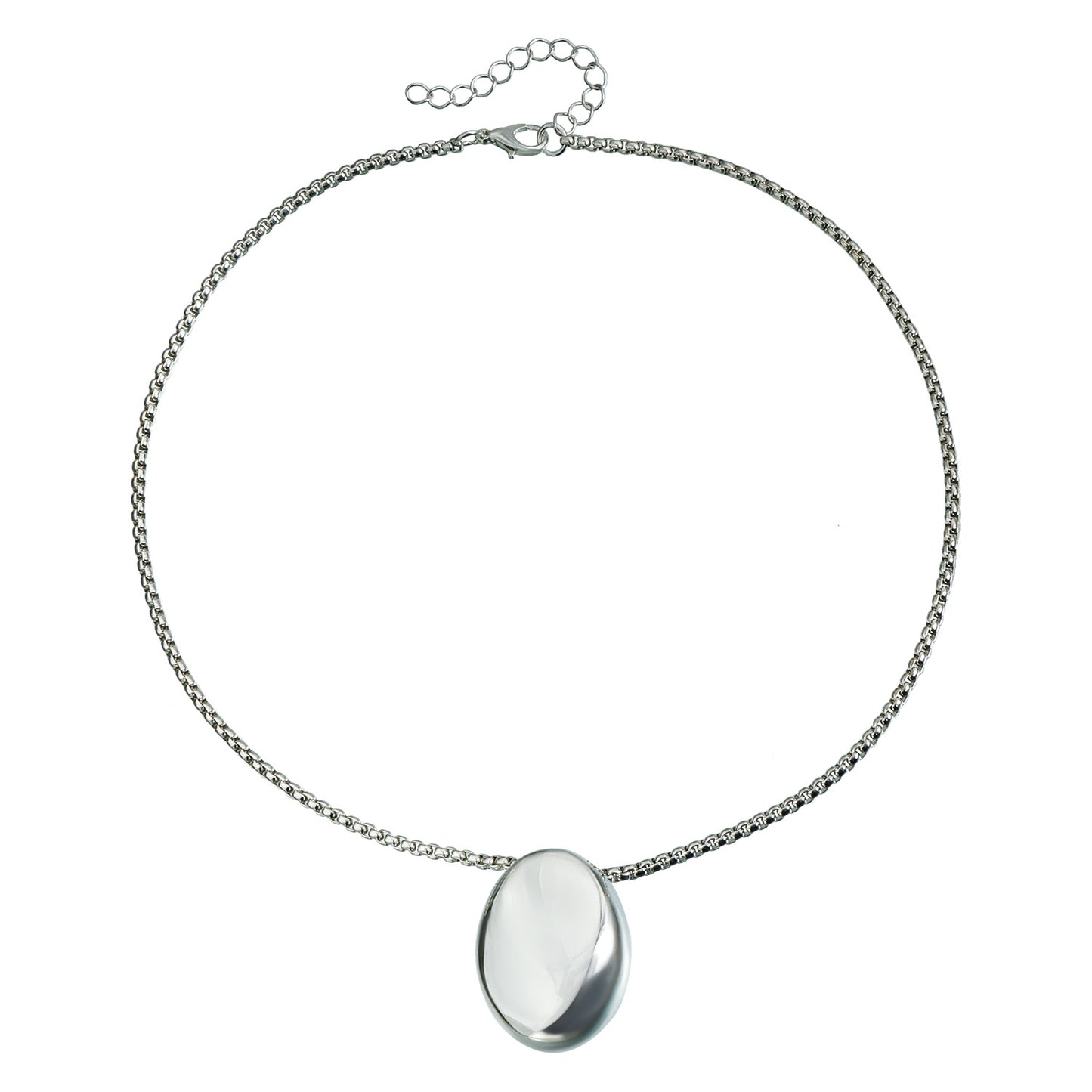 Minimalist Oval Drop Pendant Necklace for Women Alloy Locket Chain with Plated Finish Lightweight Clavicle Chain