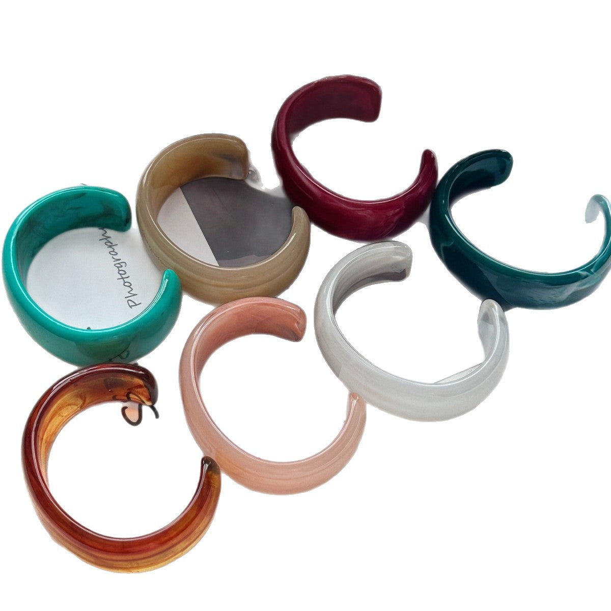 Gradient Geometric Acrylic Drip Oil Wide Bangle Bracelet