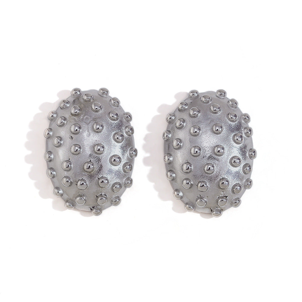 Vintage French-Style Geometric Stainless Steel Earrings with 18K Gold Plating for Women