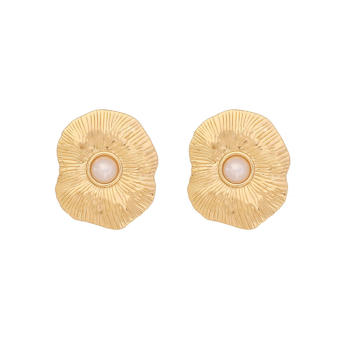 Orecchini a perno in acciaio inossidabile con design a cuore e floreale stile OL alla moda