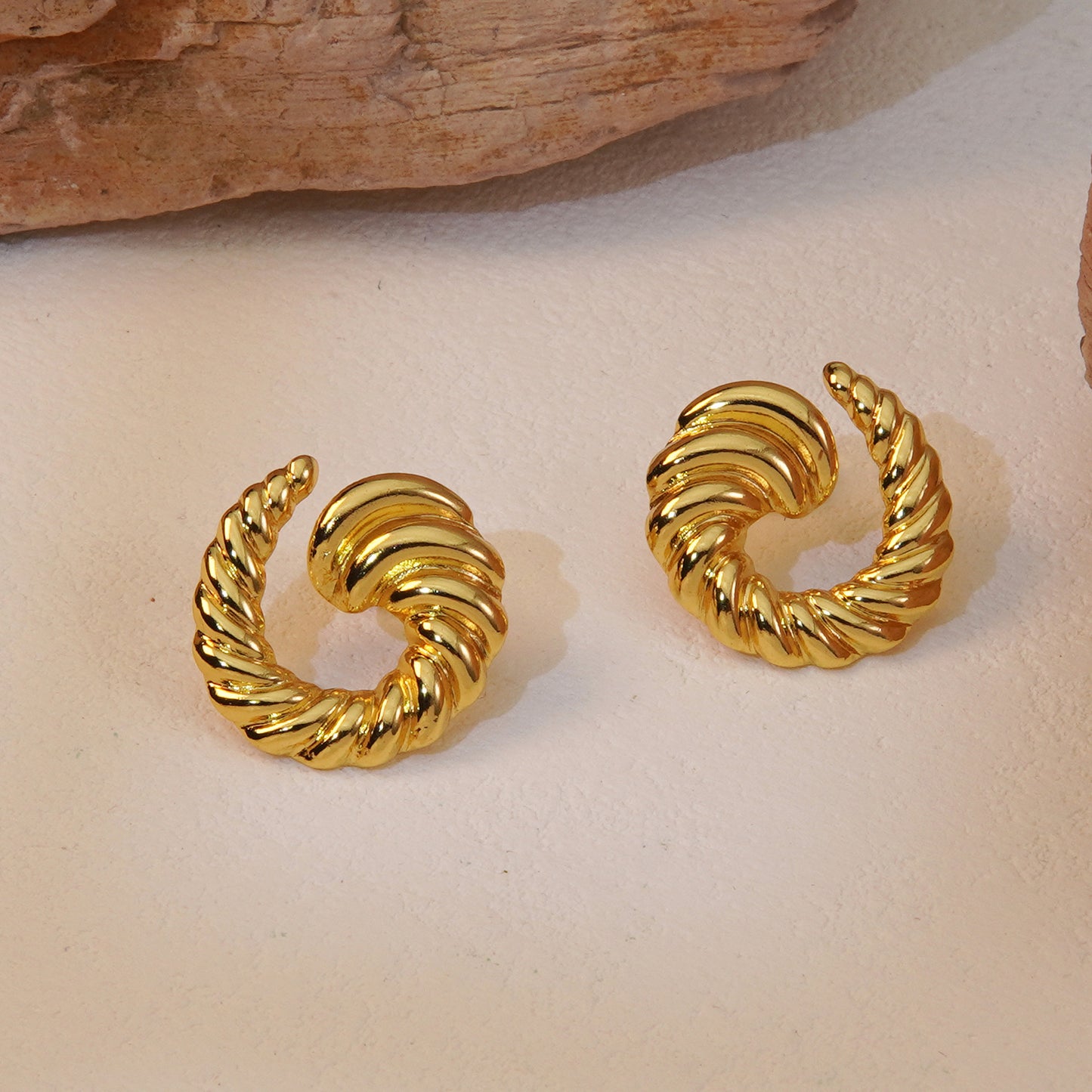 Minimalist Geometric Irregular Spiral Stainless Steel Earrings