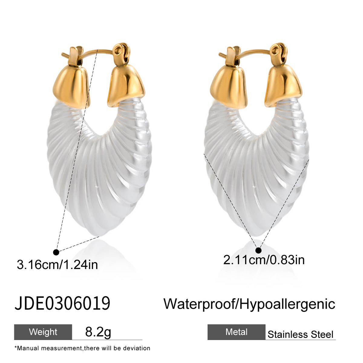 Pendientes geométricos de acero inoxidable con perlas de resina, bañados para un acabado de lujo resistente a la decoloración